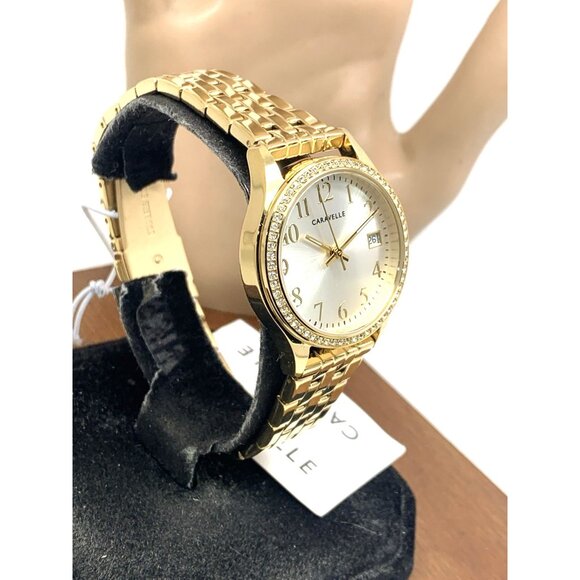 Caravelle By Bulova Women's Watch 44X101 Quartz Silver Dial Gold Steel 32mm - Picture 14 of 14
